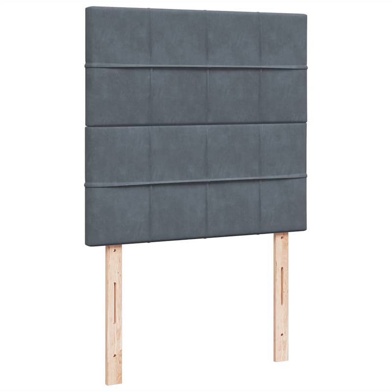 Pat box spring cu saltea, gri închis, 90x190 cm, catifea