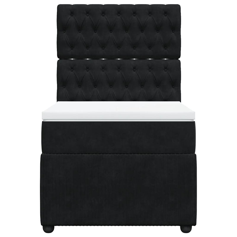 Pat box spring cu saltea, negru, 90x190 cm, catifea