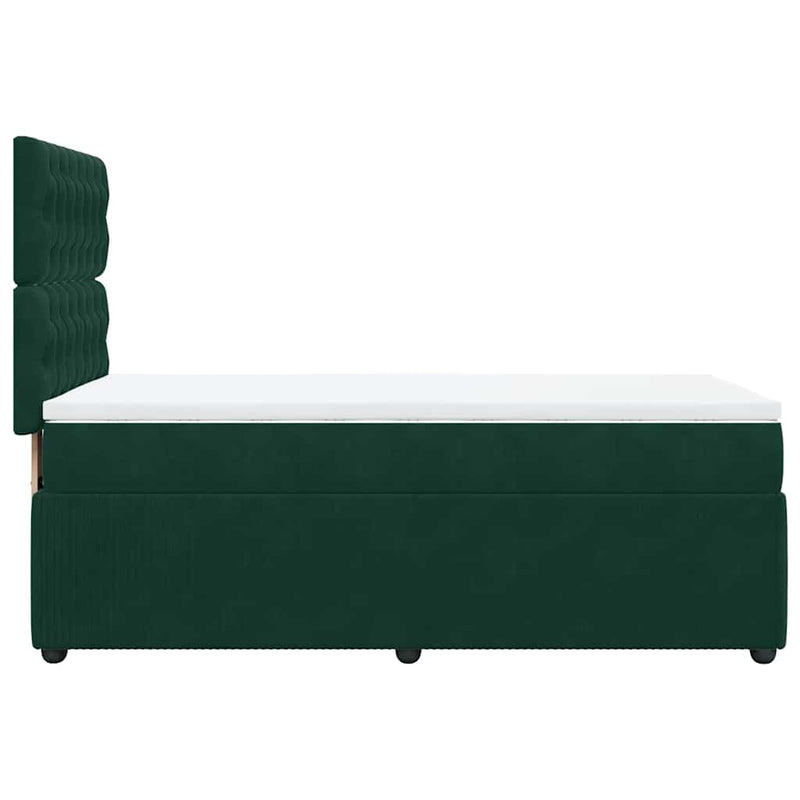 Pat box spring cu saltea, verde închis, 90x190 cm, catifea