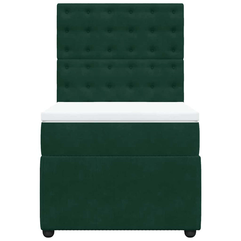 Pat box spring cu saltea, verde închis, 90x190 cm, catifea