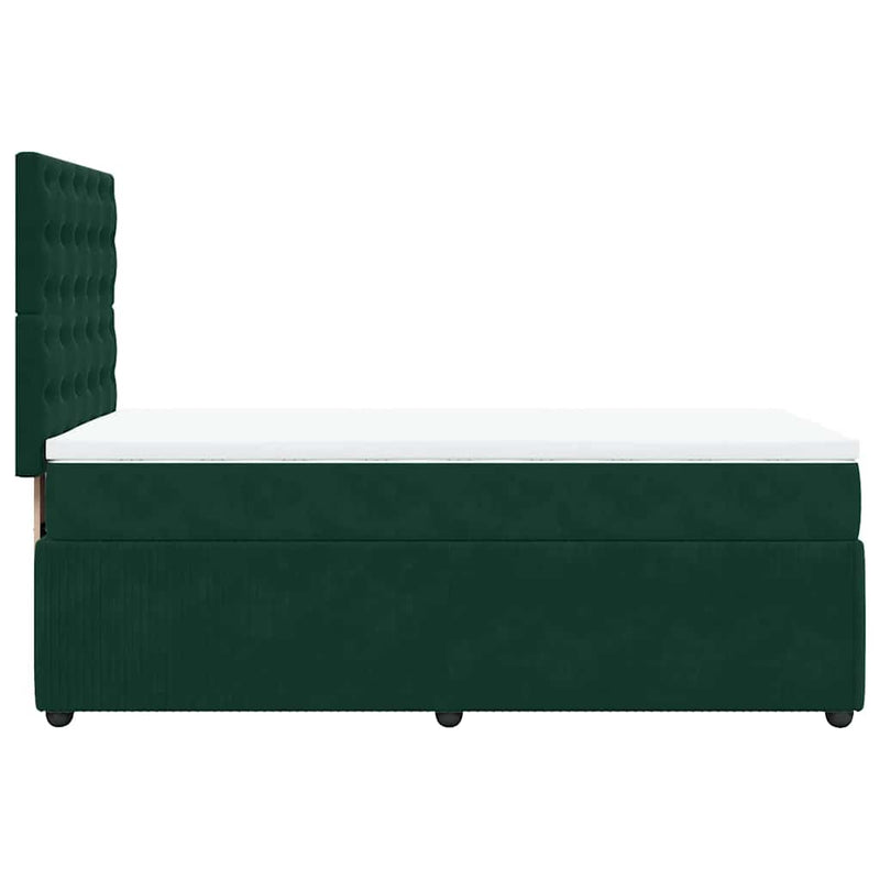 Pat box spring cu saltea, verde închis, 90x190 cm, catifea