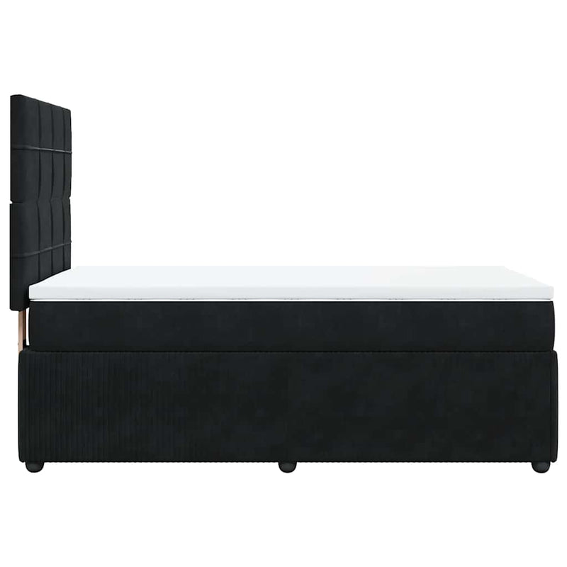 Pat box spring cu saltea, negru, 90x200 cm, catifea