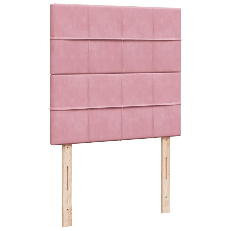 Pat box spring cu saltea, roz, 90x200 cm, catifea