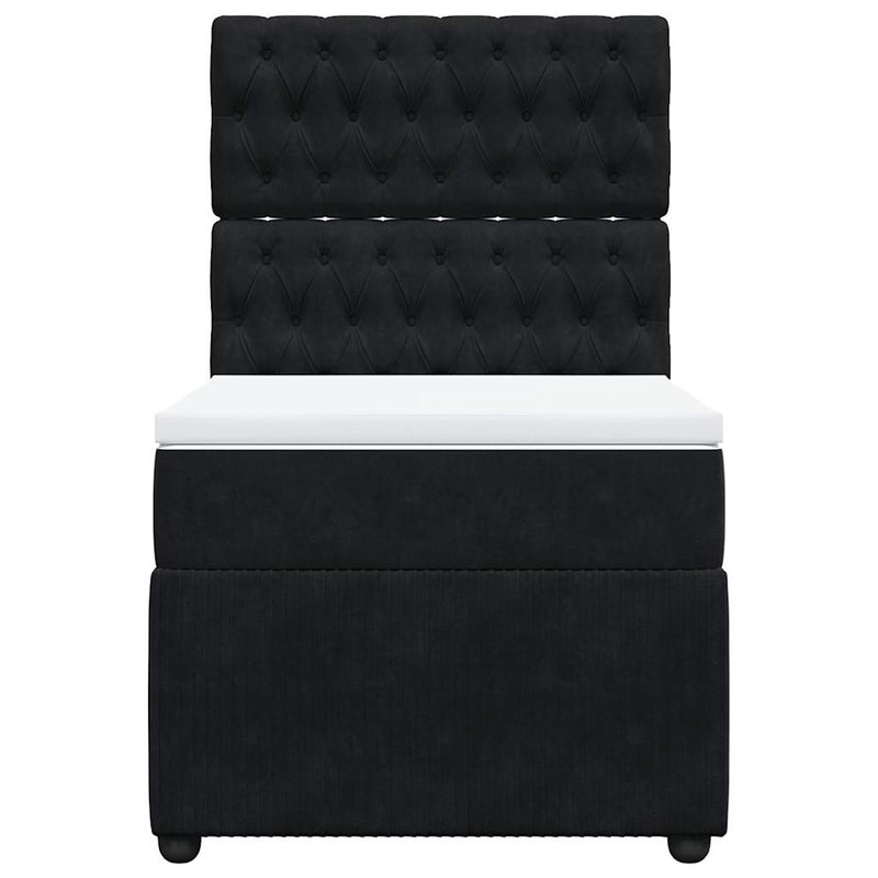 Pat box spring cu saltea, negru, 90x200 cm, catifea