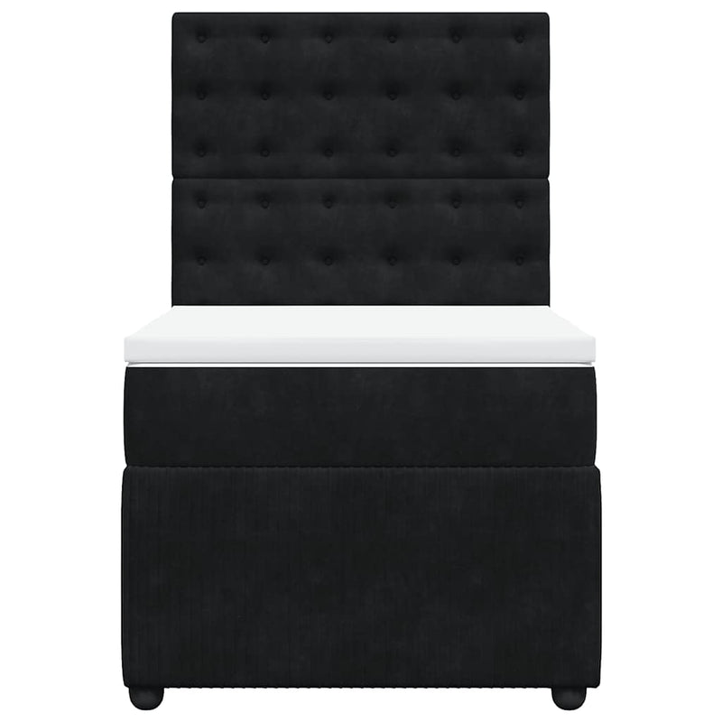 Pat box spring cu saltea, negru, 90x200 cm, catifea