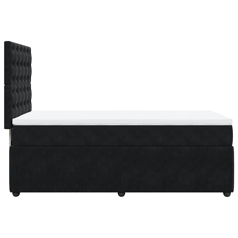 Pat box spring cu saltea, negru, 90x200 cm, catifea