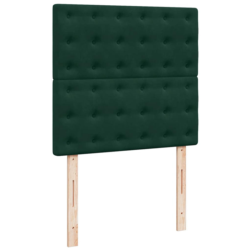 Pat box spring cu saltea, verde închis, 90x200 cm, catifea