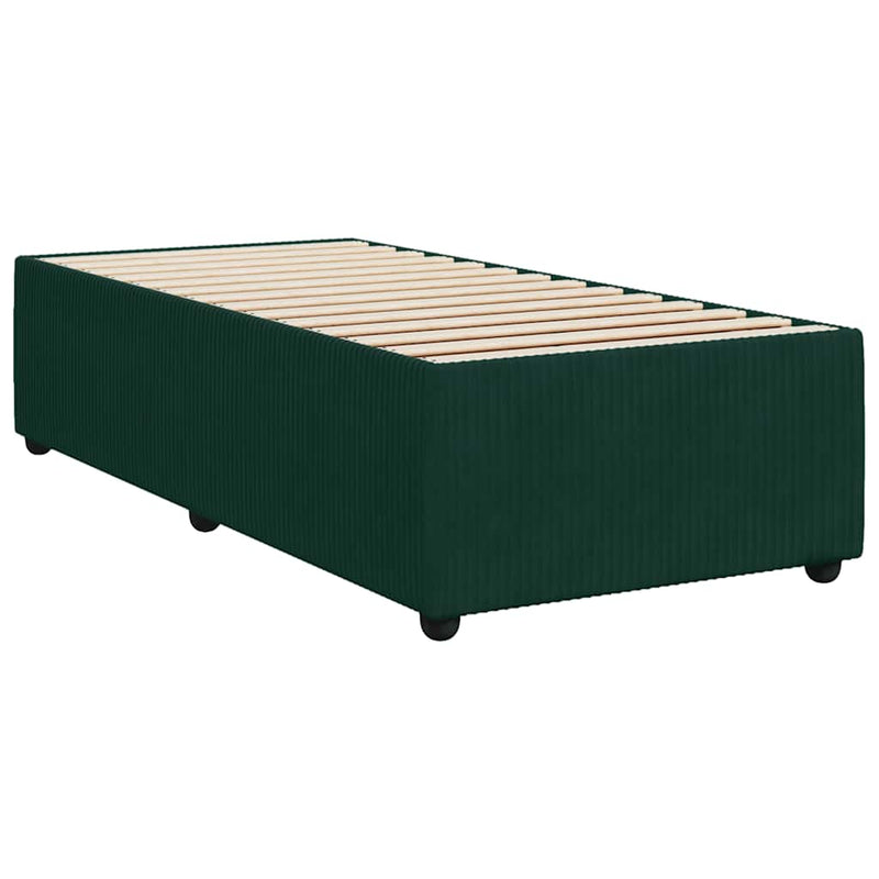 Pat box spring cu saltea, verde închis, 90x200 cm, catifea