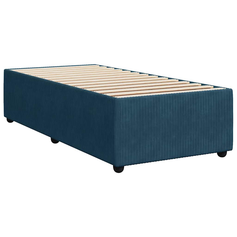 Pat box spring cu saltea, albastru închis, 90x200 cm, catifea