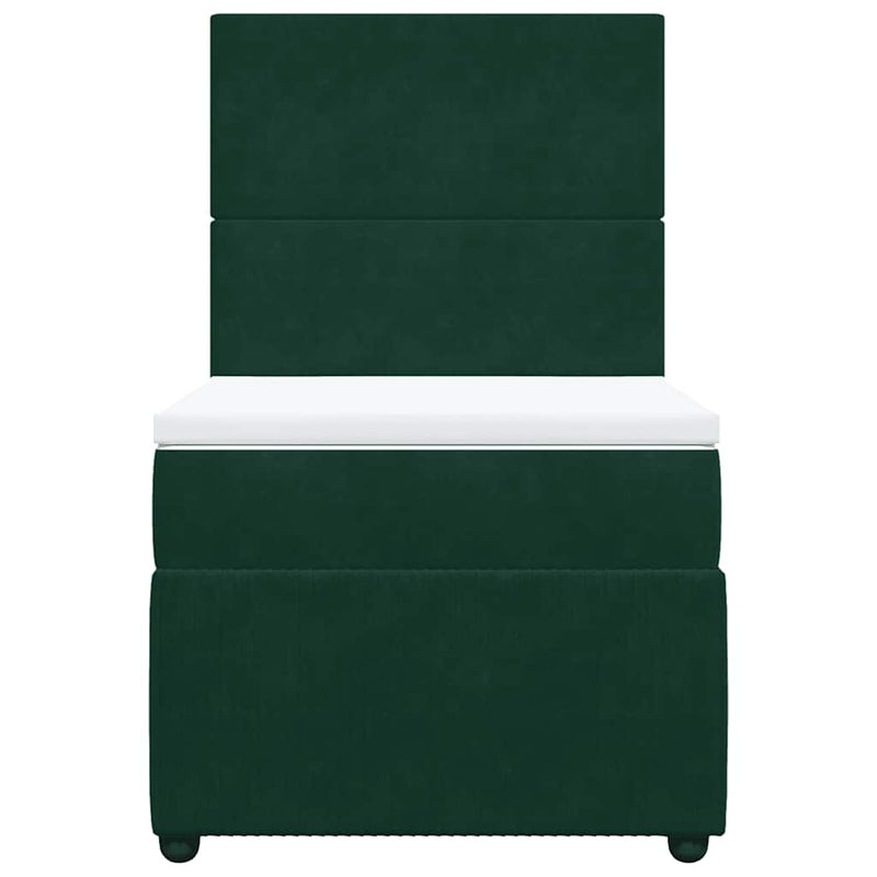 Pat box spring cu saltea, verde închis, 100x200 cm, catifea