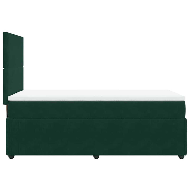Pat box spring cu saltea, verde închis, 100x200 cm, catifea