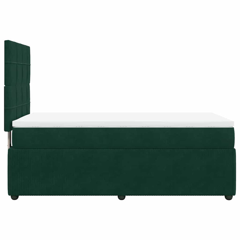 Pat box spring cu saltea, verde închis, 100x200 cm, catifea