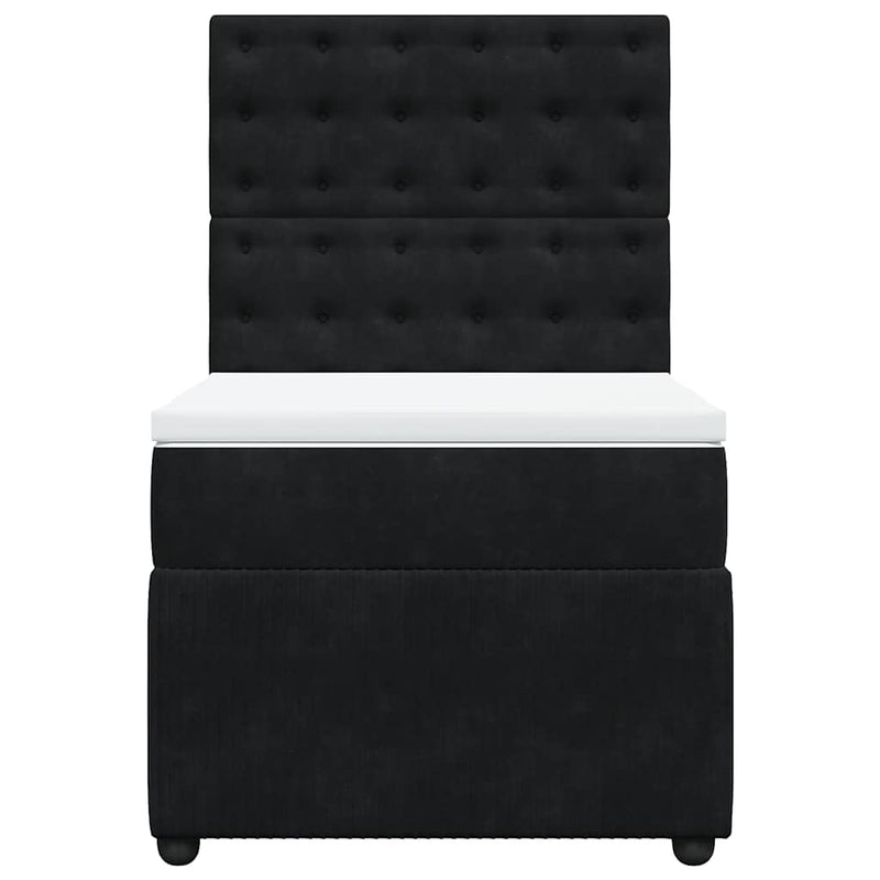 Pat box spring cu saltea, negru, 100x200 cm, catifea