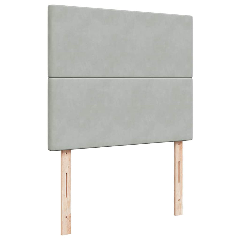 Pat box spring cu saltea, gri deschis, 120x190 cm, catifea