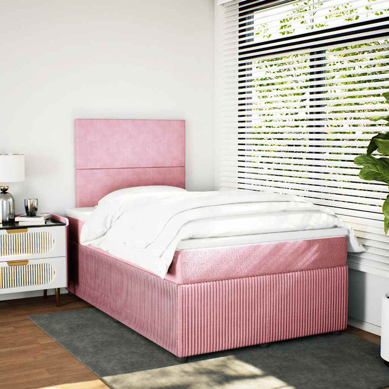 Pat box spring cu saltea, negru, 120x190 cm, catifea