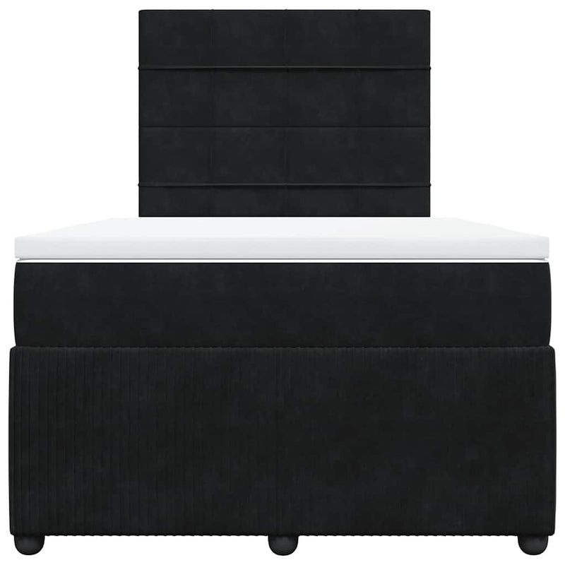 Pat box spring cu saltea, negru, 120x190 cm, catifea