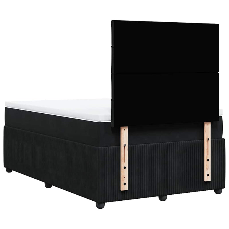 Pat box spring cu saltea, negru, 120x190 cm, catifea