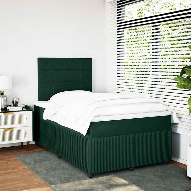 Pat box spring cu saltea, verde închis, 120x190 cm, catifea