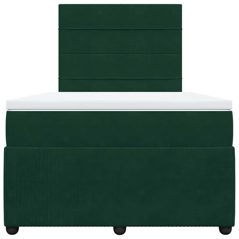 Pat box spring cu saltea, verde închis, 120x190 cm, catifea