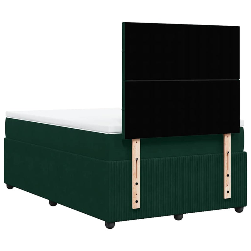Pat box spring cu saltea, verde închis, 120x190 cm, catifea