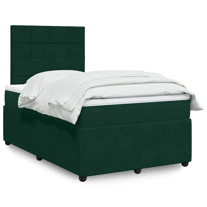 Pat box spring cu saltea, verde închis, 120x190 cm, catifea