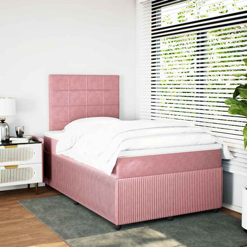 Pat box spring cu saltea, negru, 120x190 cm, catifea
