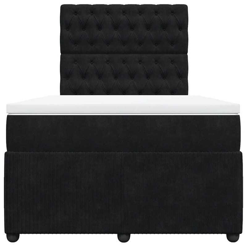 Pat box spring cu saltea, negru, 120x190 cm, catifea