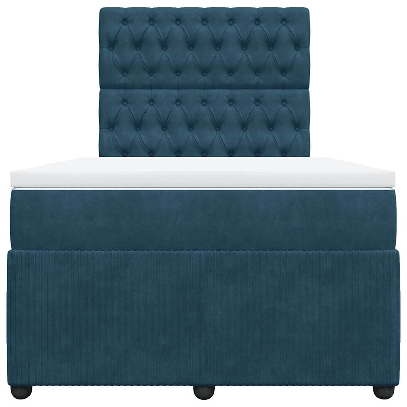 Pat box spring cu saltea, albastru închis, 120x190 cm, catifea