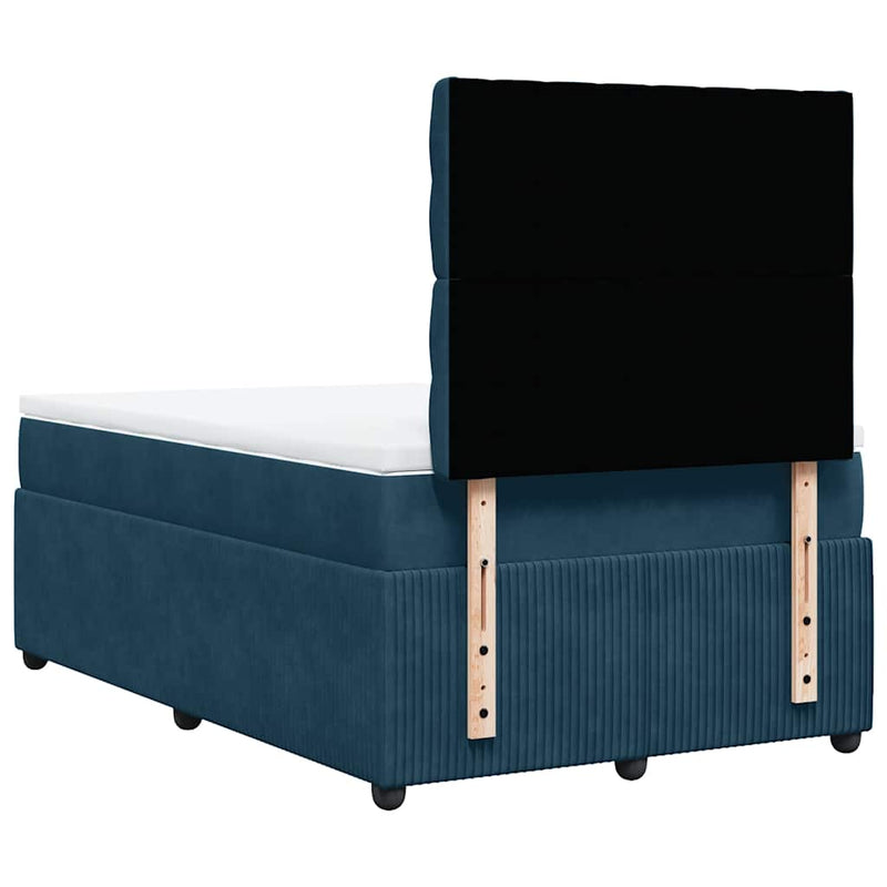Pat box spring cu saltea, albastru închis, 120x190 cm, catifea