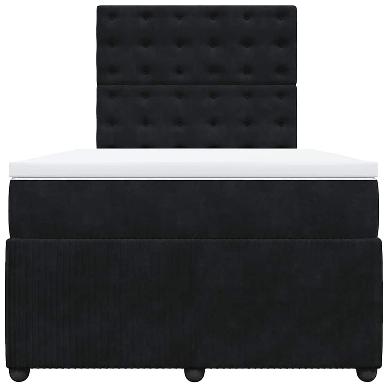 Pat box spring cu saltea, negru, 120x190 cm, catifea