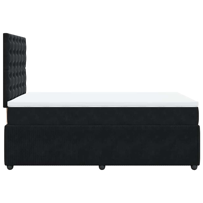 Pat box spring cu saltea, negru, 120x190 cm, catifea