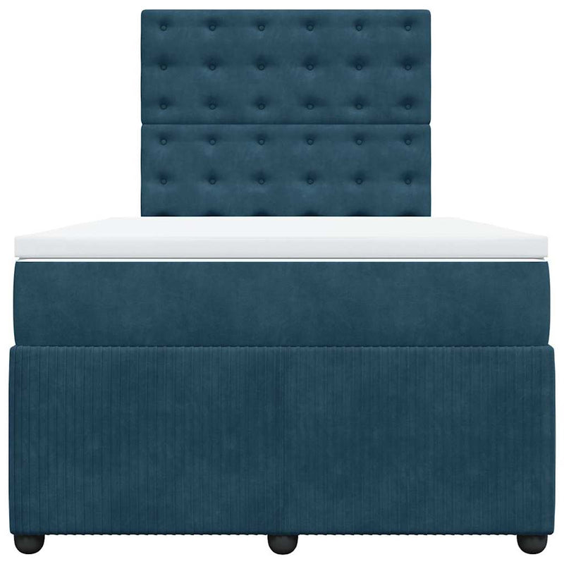 Pat box spring cu saltea, albastru închis, 120x190 cm, catifea