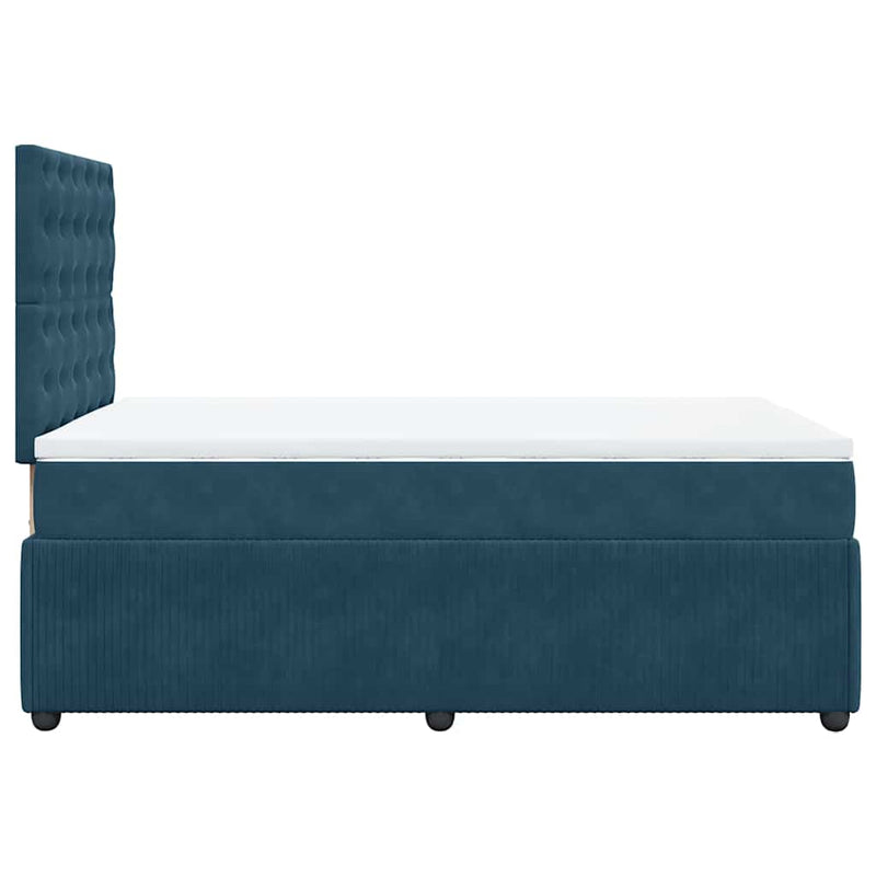 Pat box spring cu saltea, albastru închis, 120x190 cm, catifea