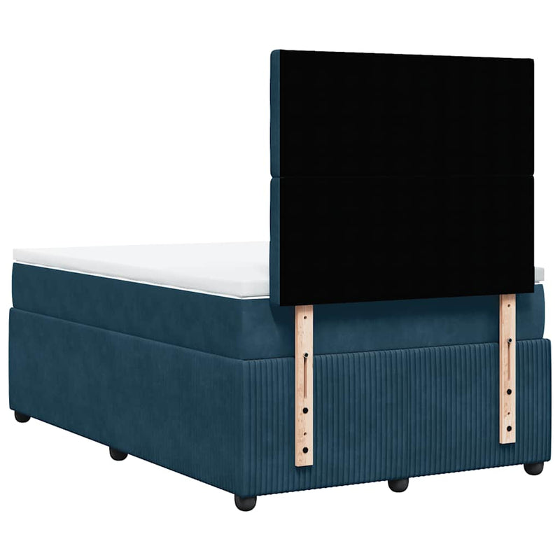 Pat box spring cu saltea, albastru închis, 120x190 cm, catifea