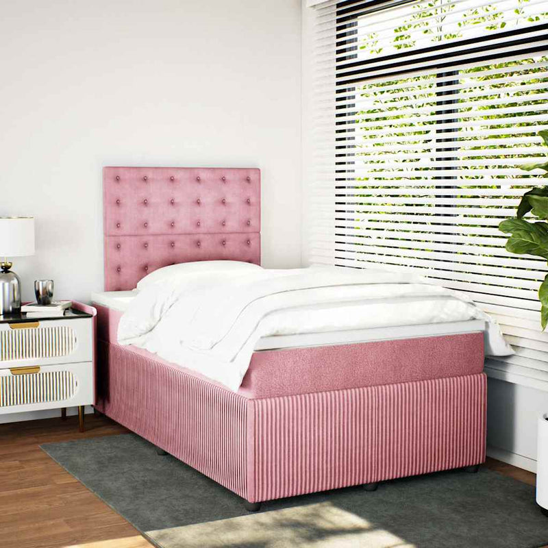 Pat box spring cu saltea, negru, 120x190 cm, catifea