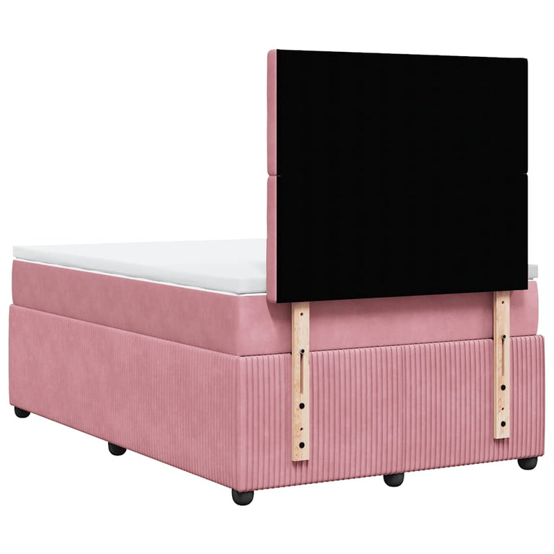Pat box spring cu saltea, negru, 120x190 cm, catifea
