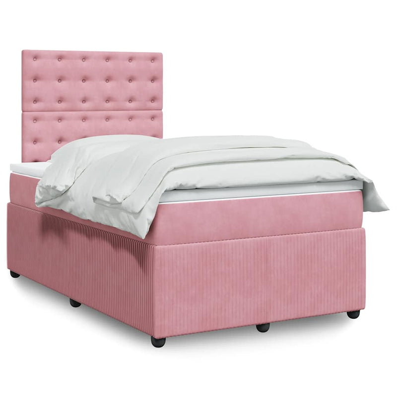 Pat box spring cu saltea, negru, 120x190 cm, catifea