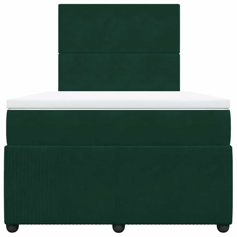 Pat box spring cu saltea, verde închis, 120x200 cm, catifea