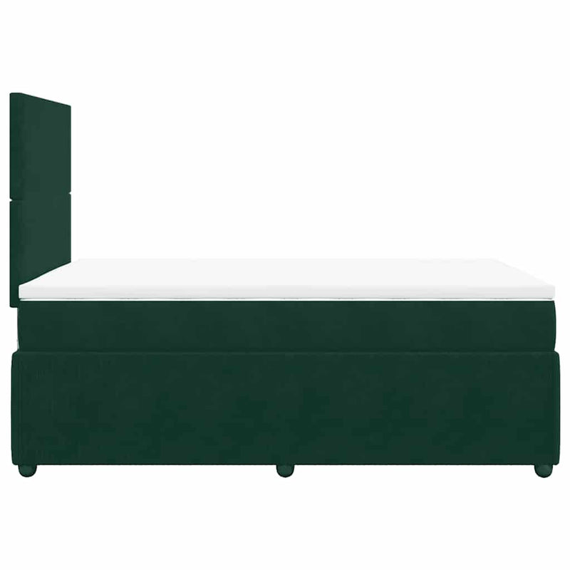 Pat box spring cu saltea, verde închis, 120x200 cm, catifea
