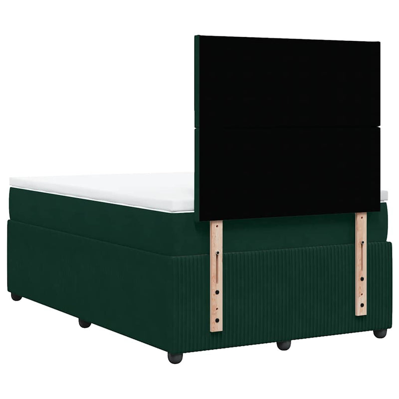 Pat box spring cu saltea, verde închis, 120x200 cm, catifea