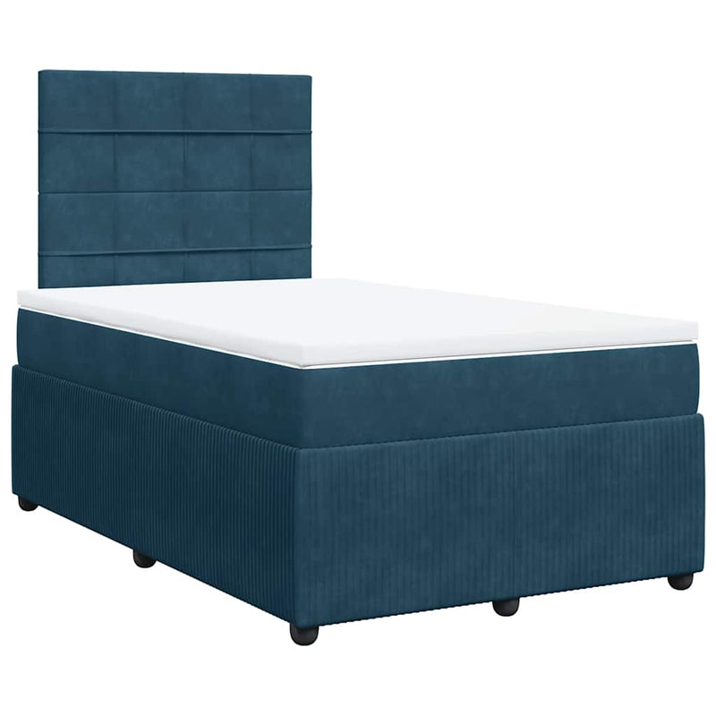 Pat box spring cu saltea, albastru închis, 120x200 cm, catifea