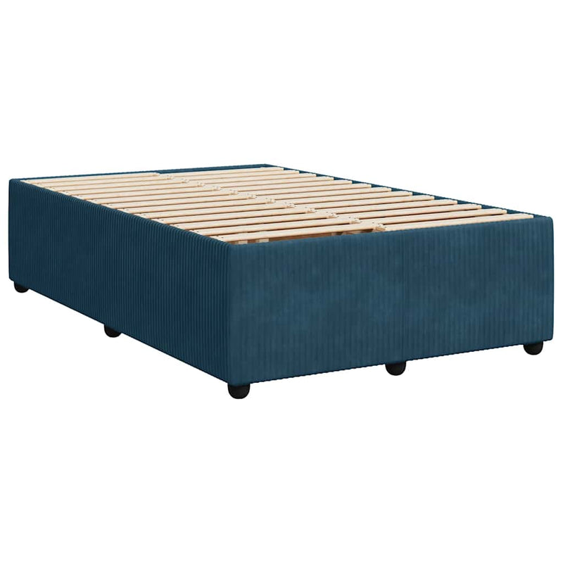 Pat box spring cu saltea, albastru închis, 120x200 cm, catifea