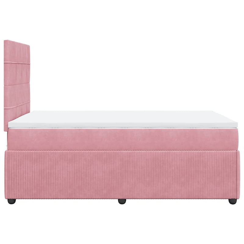 Pat box spring cu saltea, roz, 120x200 cm, catifea