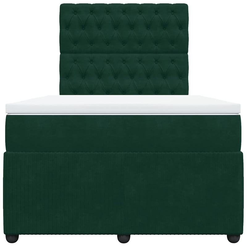Pat box spring cu saltea, verde închis, 120x200 cm, catifea