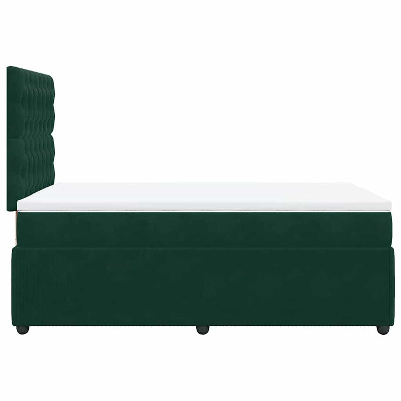 Pat box spring cu saltea, verde închis, 120x200 cm, catifea