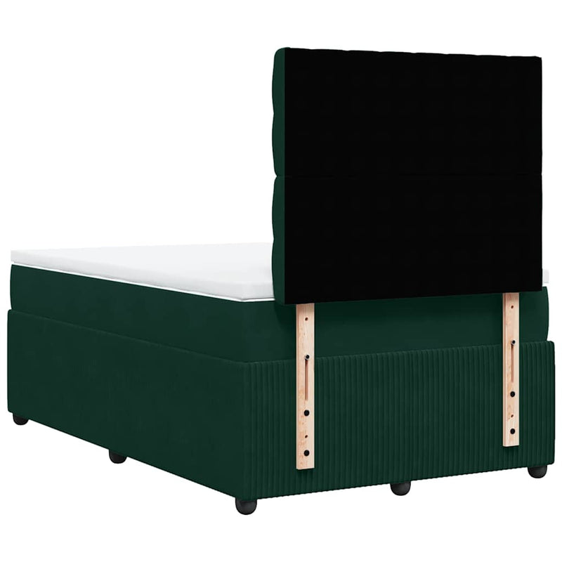 Pat box spring cu saltea, verde închis, 120x200 cm, catifea