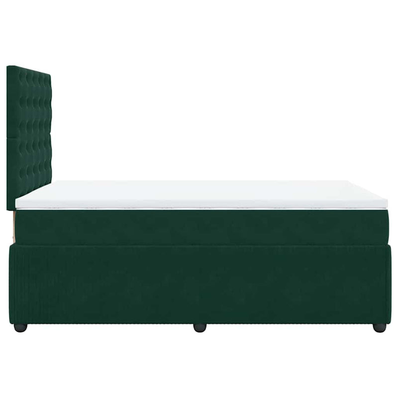 Pat box spring cu saltea, verde închis, 120x200 cm, catifea