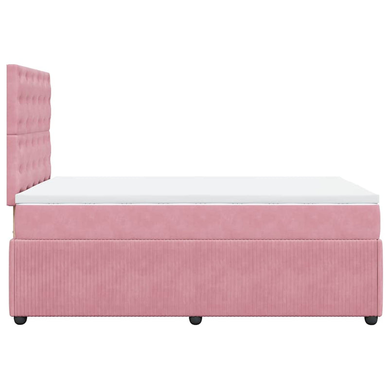 Pat box spring cu saltea, roz, 120x200 cm, catifea