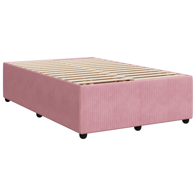 Pat box spring cu saltea, roz, 120x200 cm, catifea