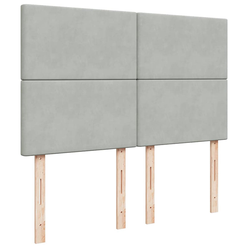 Pat box spring cu saltea, gri deschis, 140x190 cm, catifea